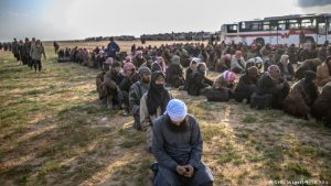 ISIS members captured by SDF during the battles in Baghouz, east of Deir ez-Zor – AFP