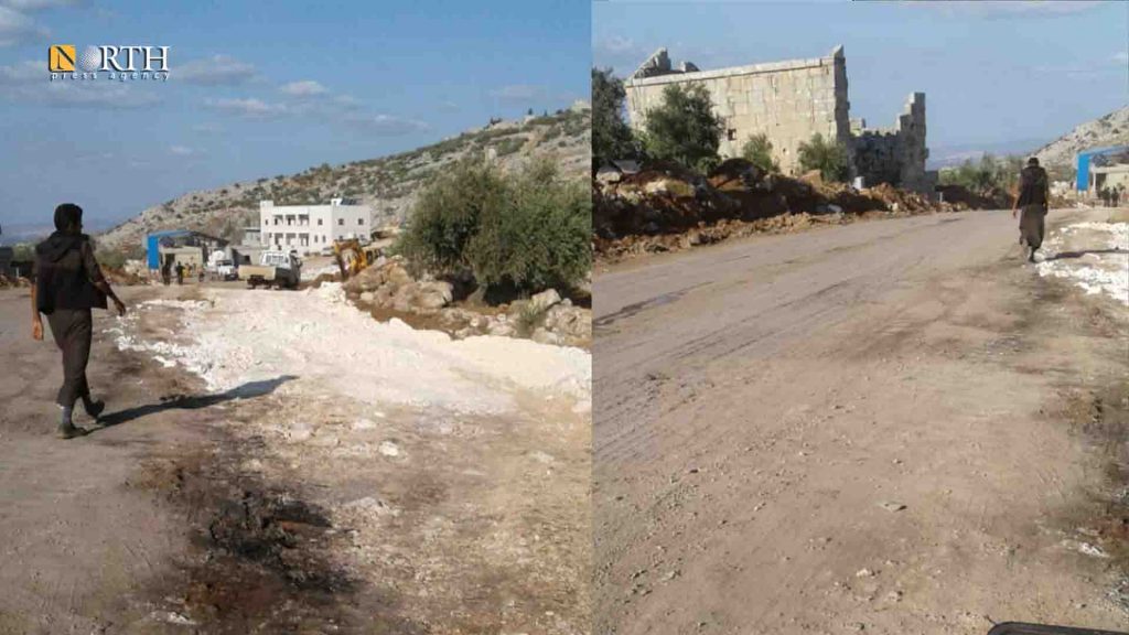 Erasing of the antiquities and the expansion of the road near the Simeon Stylite west Aleppo countryside. North Press.