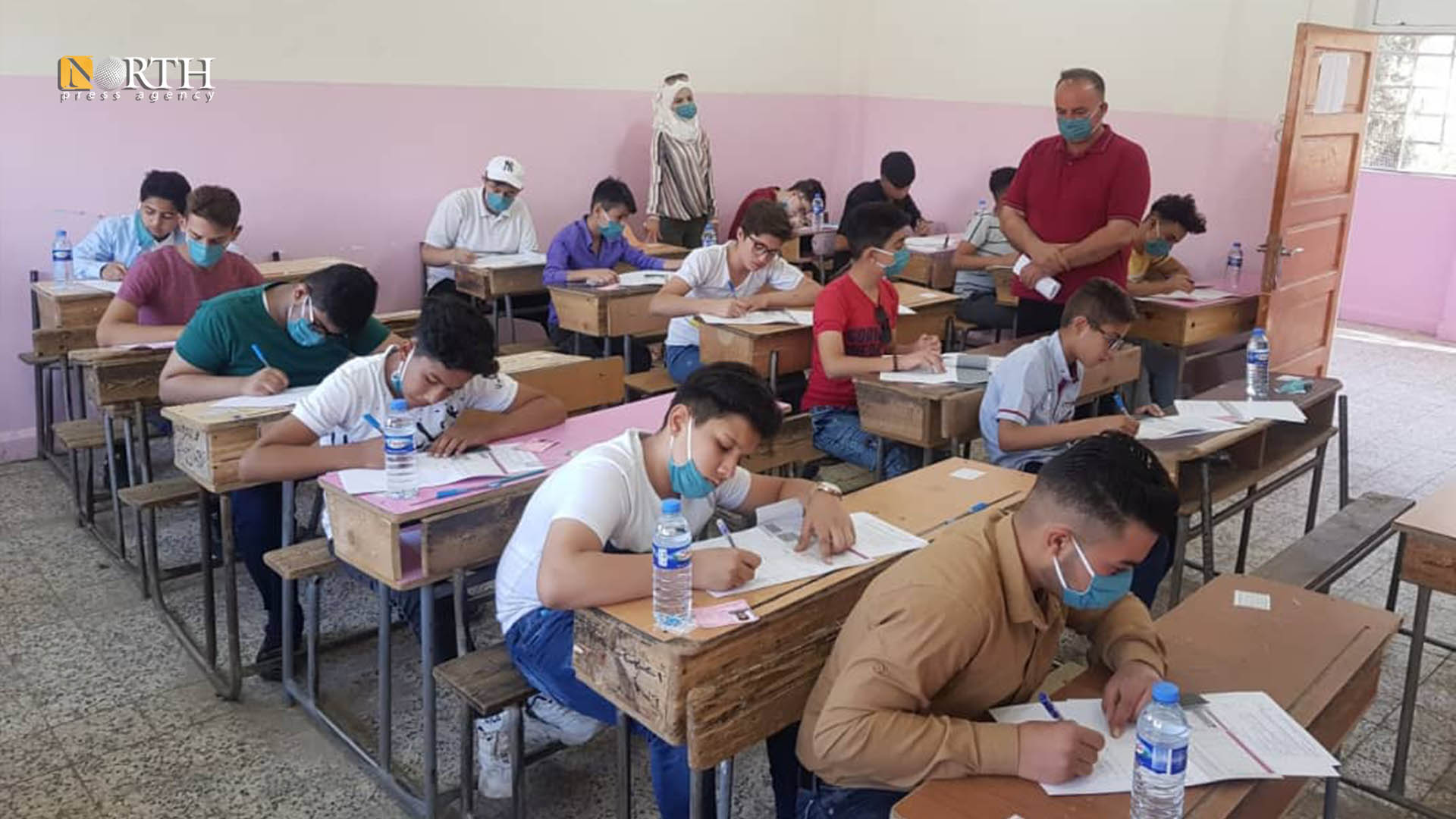 High school while setting their exams in a school in Aleppo – North Press.