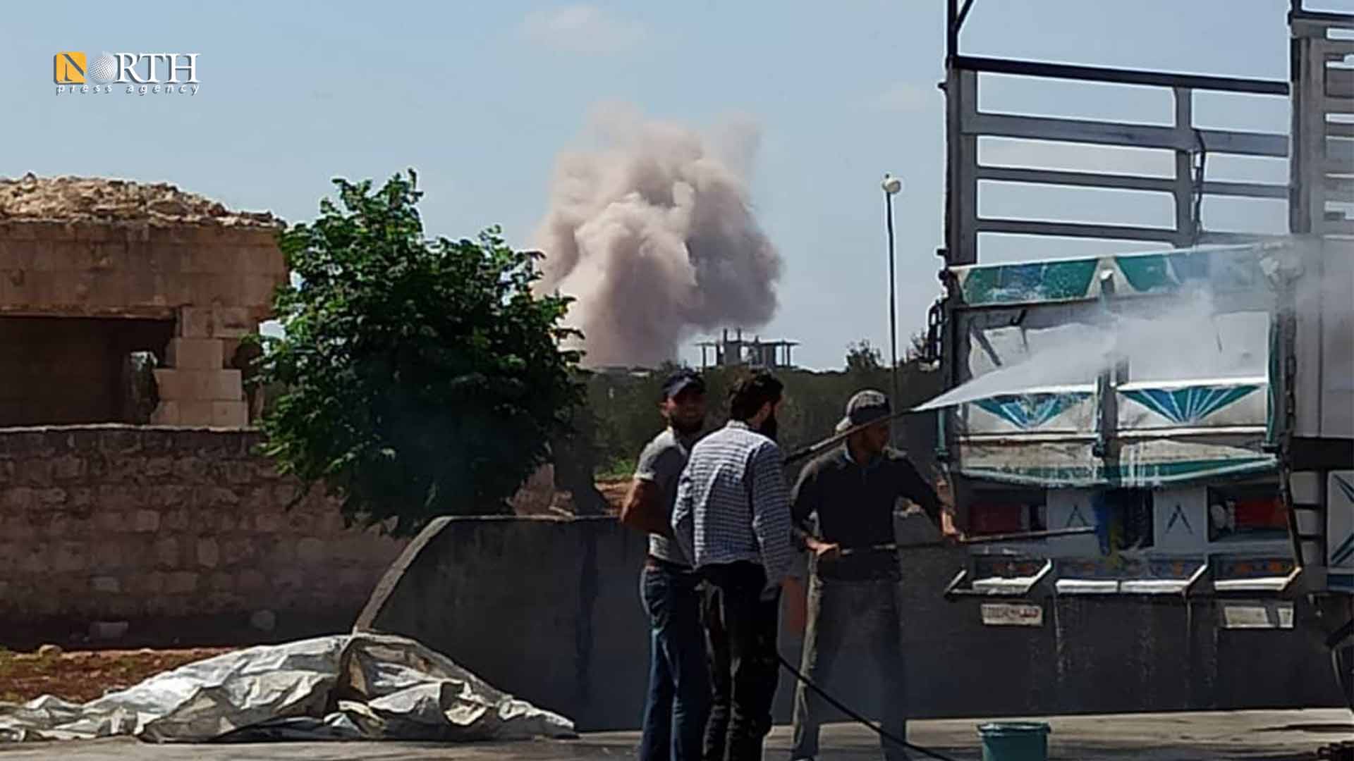 Former Russian air strikes on the outskirts of Ma’arrat Misrin town in the countryside of Idlib – North Press