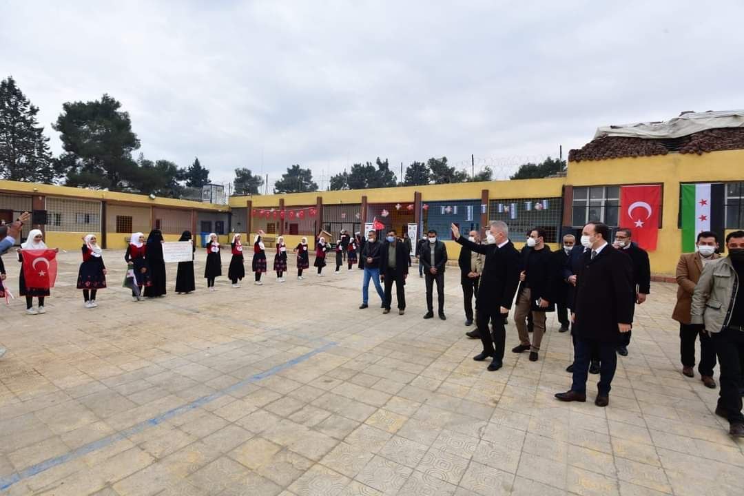 Gaziantep Governor Davut Gul participates in the inauguration of a new Turkish center in Jarablus, north Syria