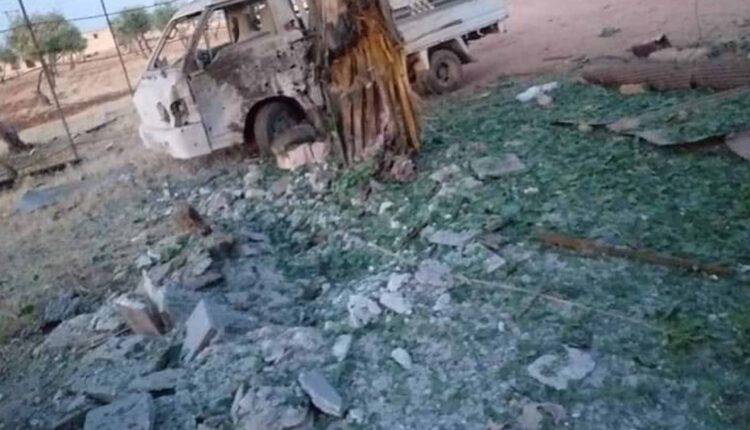 Destruction left by Turkish shelling of the village of Umm al-Qura in Aleppo northern countryside