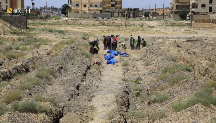 The initial response team retrieves corpses from mass graves committed by ISIS in Raqqa – North Press/archive