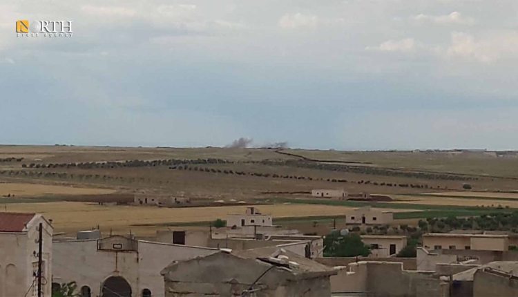 Turkish shelling on the village of Tel Enab in the northern countryside of Aleppo