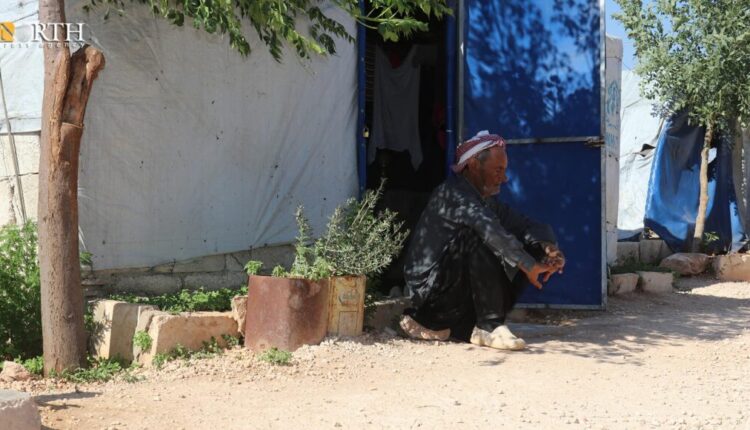 An IDP from Afrin sits in front of his tent in Sardam camp in the northern countryside of Aleppo – North Press