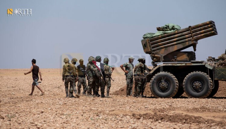 Syrian government forces in Kobani countryside, northern Syria.