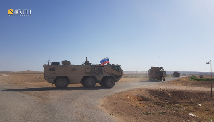 Russian-Turkish vehicles in a joint patrol in west of Kobani- North Press