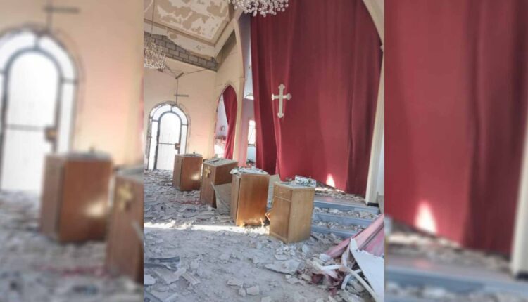 Impacts of Turkish shelling of an Assyrian Church in the village of Tel Tawil
