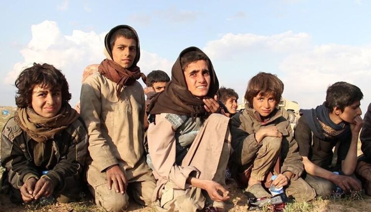 A group of Yezidi children released by the SDF from ISIS in the countryside of Deir ez-Zor