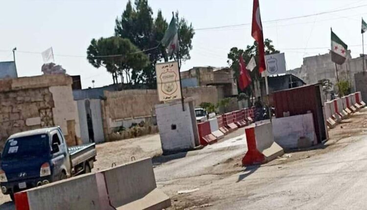 A checkpoint on the entrance to the city of Afrin