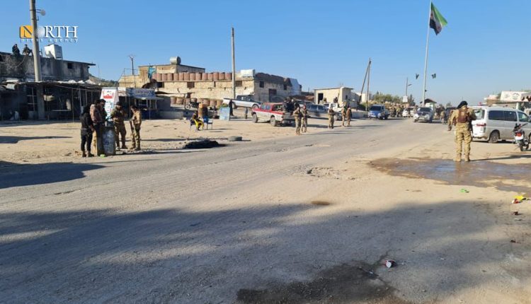 Syrian National Army alerting in the entrance of the city of al-Bab