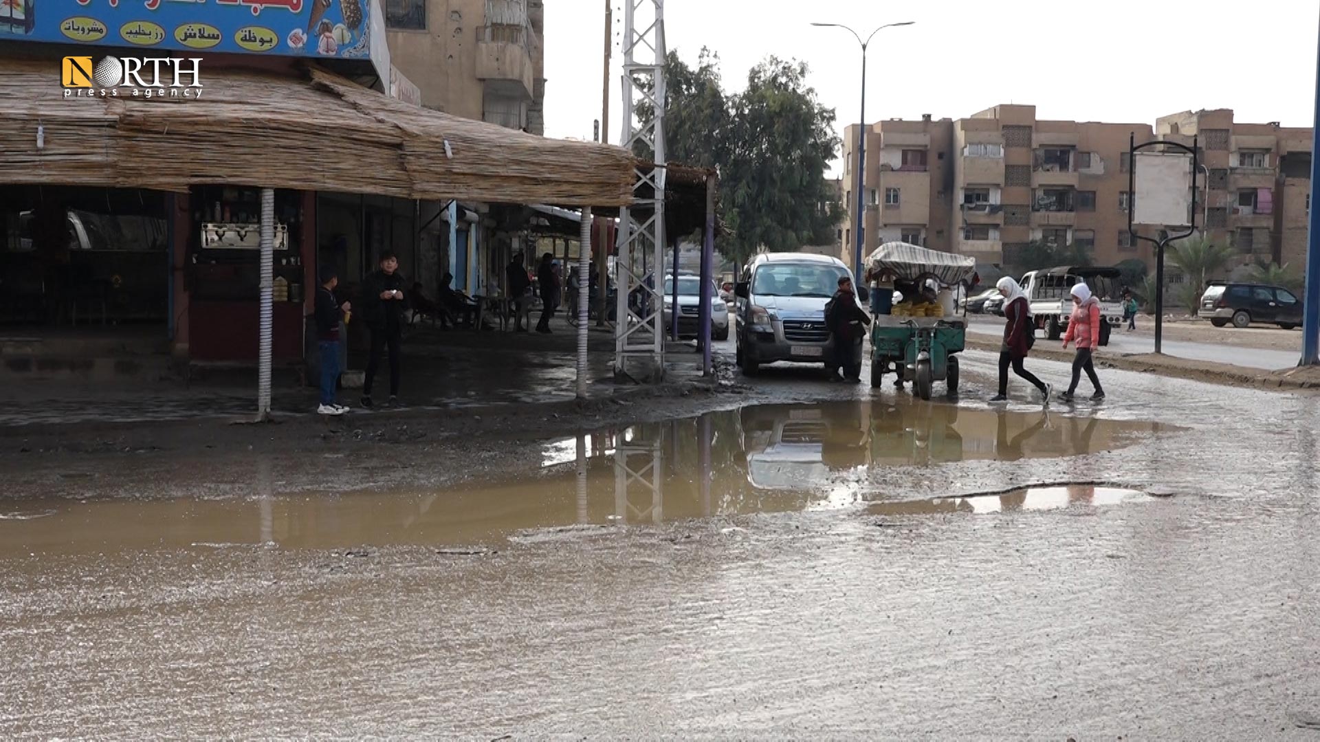 Potholes spread in Raqqa due to poor water drainage