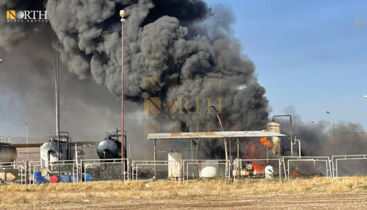 Fire at the Zaraba oil station in the countryside of Qamishli caused by a Turkish drone strike – North Press