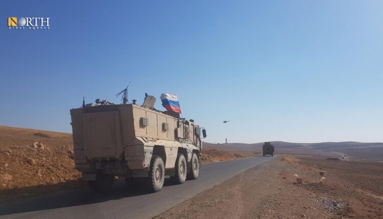 Russian armored vehicle during previous joint patrol with Turkish forces in Syria's Kobani – North Press/archive