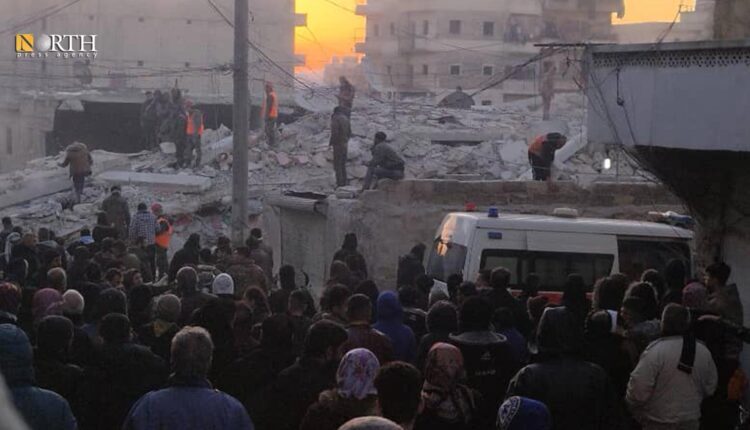 Rescuing families stuck under the rubble following the collapse of a building in Sheikh Maqsoud neighborhood in the city of Aleppo, northern Syria – North Press