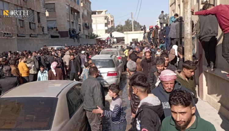 Protests in Raqqa against the background of the killing of a women and her child