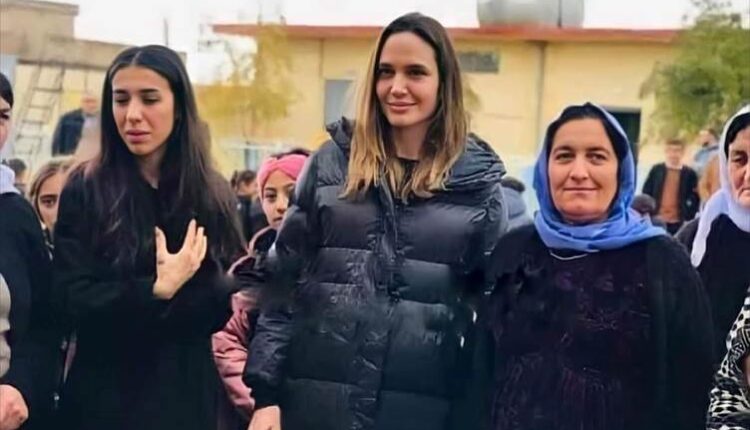 Nadia Murad and Angelina Jolie in Sinjar (Shengal) on February 1. (Rudaw)