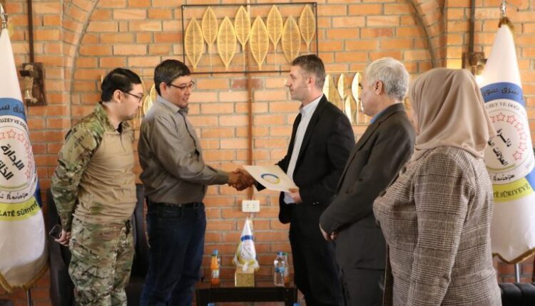 Kyrgyz delegation at the office of the Foreign Relations' Department of the AANES in the city of Qamishli, NE Syria – AANES