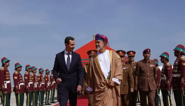 Syria's President Bashar al-Assad and Oman's Sultan Haitham bin Tariq al-Said in Muscat, February 20, 2023. (SANA)