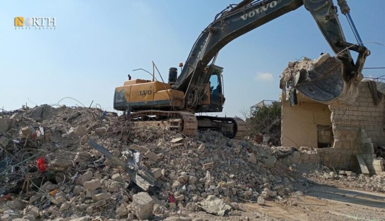 Search and pulling bodies from under the rubbles operations continue in the earthquake-affected Jindires, a town west of Afrin north of Aleppo – North Press