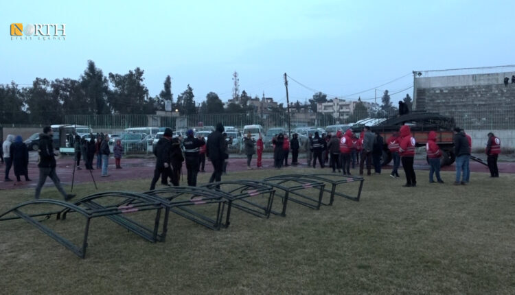 Kurdish Red Crescent install tents to shelter people in the city of Qamishli, northeast Syria, in anticipation of other earthquakes – North Press