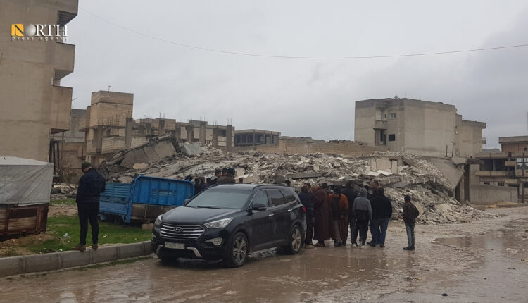 Collapsed building in Kobani, northern Syria, as a result of the earthquake that hit Syria and Turkey on Feb. 6 – North Press