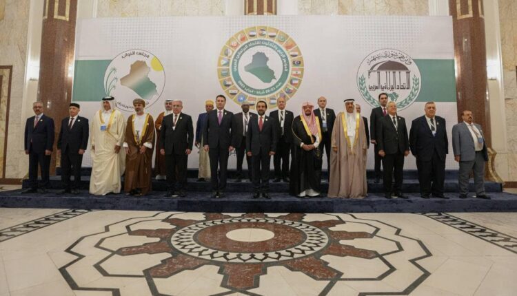Heads of Arab representatives participating in the 34th conference of the Arab Parliamentary Union held in Baghdad