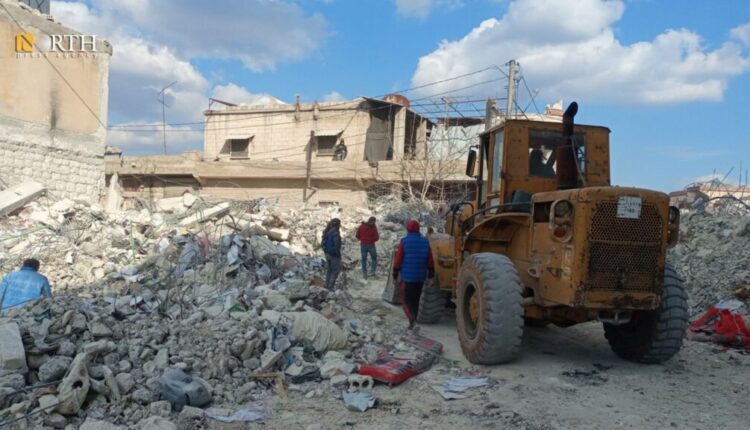 Searching operations for bodies under the rubble in the town of Jindires in Afrin countryside, NW Syria, continue following the devastating earthquake that hit the country on Feb. 6 – North Press