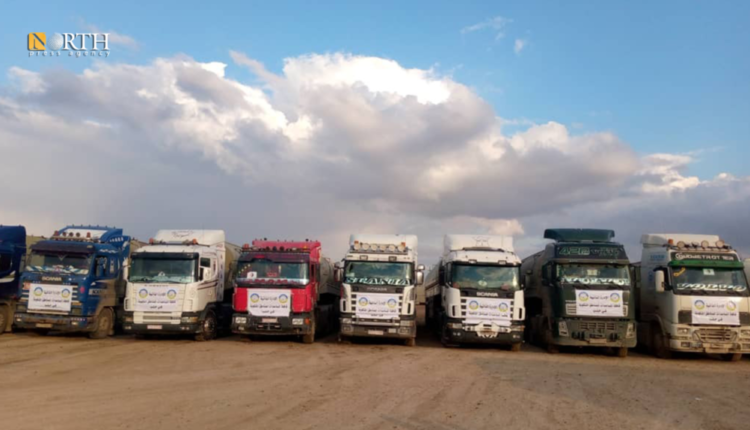 Fuel tankers the Autonomous Administration of North and East Syria (AANES) at the Umm Jloud crossing in the city of Manbij, northern Syria, to be sent to the earthquake-affected areas across Syria – North Press