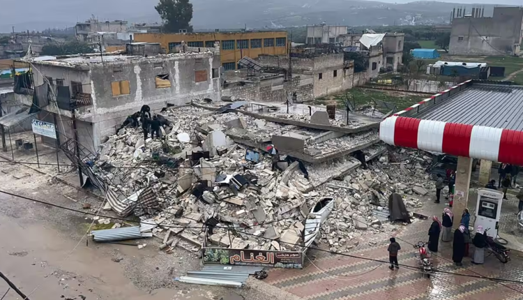 Buildings destroyed in Jableh city, western Syria following the Feb. 6 earthquake
