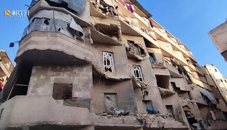 Dilapidated building in the city of Aleppo- North Press