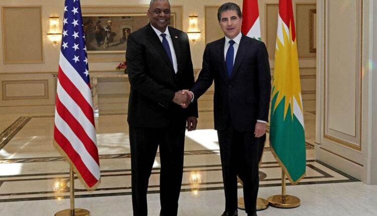 Austin and Barzani in Erbil (AFP)
