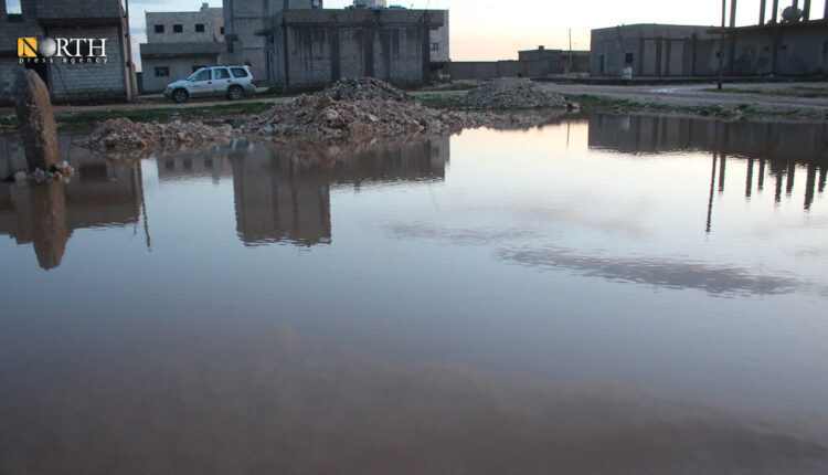 A pond formed due to the torrential rains in Kobani city, north Syria – North Press