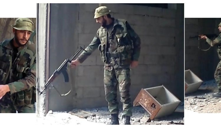 A still from a leaked video shows Amjad Yousef during the Tadamon massacre – the Guardian