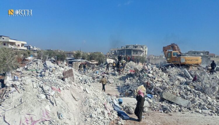 Collapsed building in the town of Jindires west of Afrin, north of Aleppo – North Press