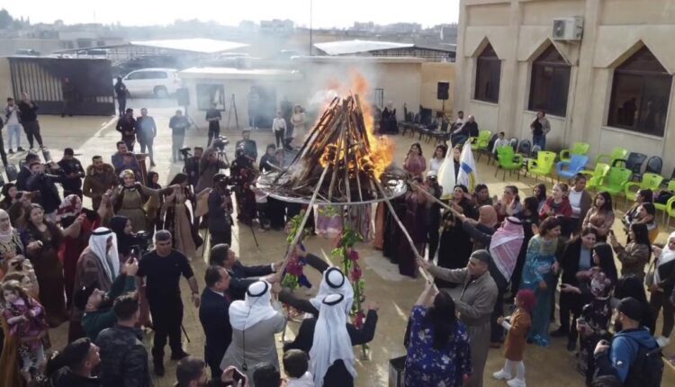Ignition of Newroz flame in the Autonomous Administration of North and East Syria (AANES) headquarters in Raqqa, northern Syria – AANES website