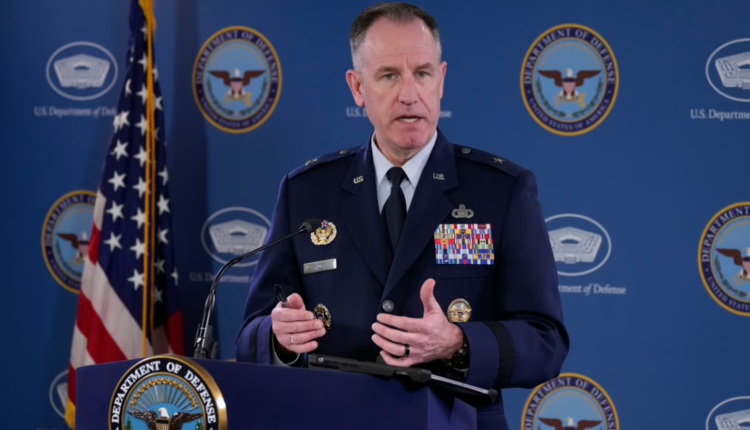 Pentagon spokesman Air Force Brig. Gen. Pat Ryder briefs reporters at the Pentagon in Washington, Feb. 10, 2023 – AP
