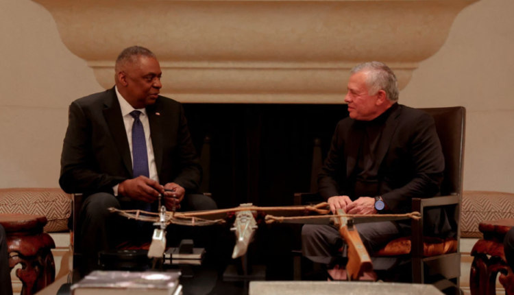 Jordan's king meets with US Defense Secretary in Amman, Jordan March 5, 2023. (Jordanian Royal Palace/Reuters)
