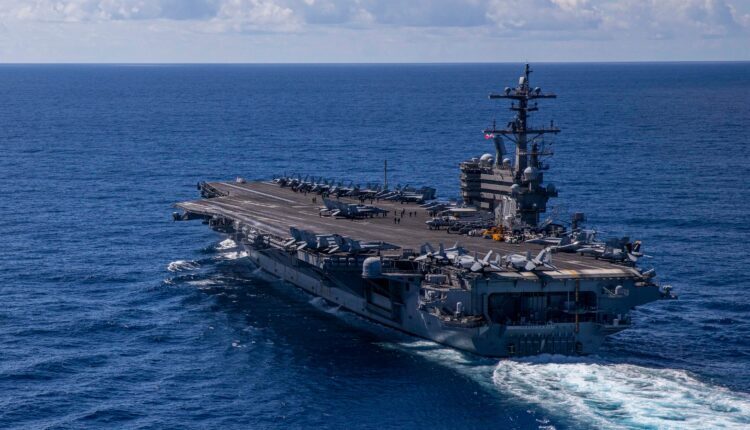 A US aircraft carrier in the sea