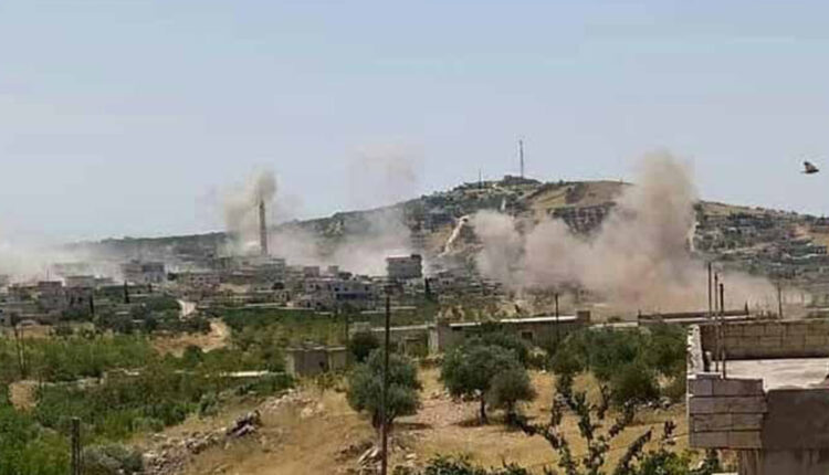 Artillery shelling on al-Zawiya mountain in southern Idlib, northwest Syria - Internet