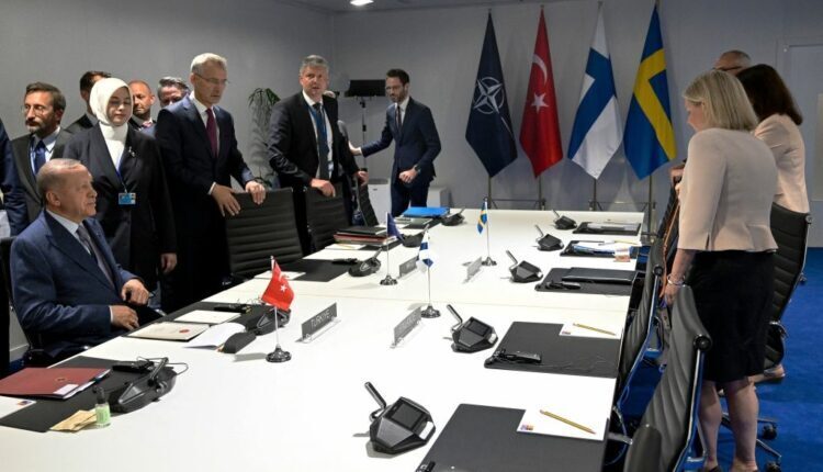 Quadrilateral Summit among Turkey, Sweden, Finland and NATO in Madrid in 2022 (TT News Agency/AFP via Getty Images)