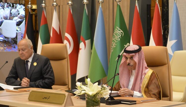 Saudi Arabia's Foreign Minister Faisal bin Farhan and Secretary-General of the Arab League Ahmed Aboul Gheit - Saudi Press Agency via AP