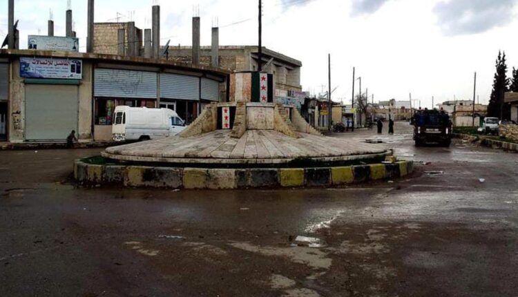 Al-Hurriyah (Freedom) Roundabout in the town of Bza'a in the countryside of al-Bab city, east of Aleppo
