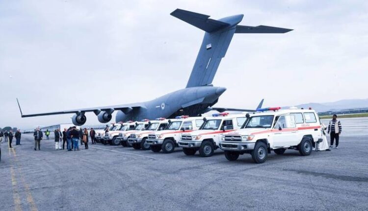 Ambulances provided by the UAE as part of its post-earthquake aid to Syria