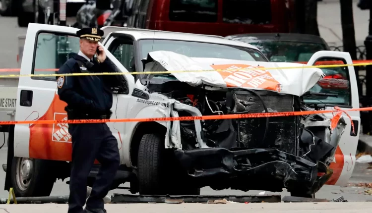 The truck at the scene of the killings in 2017 - AP