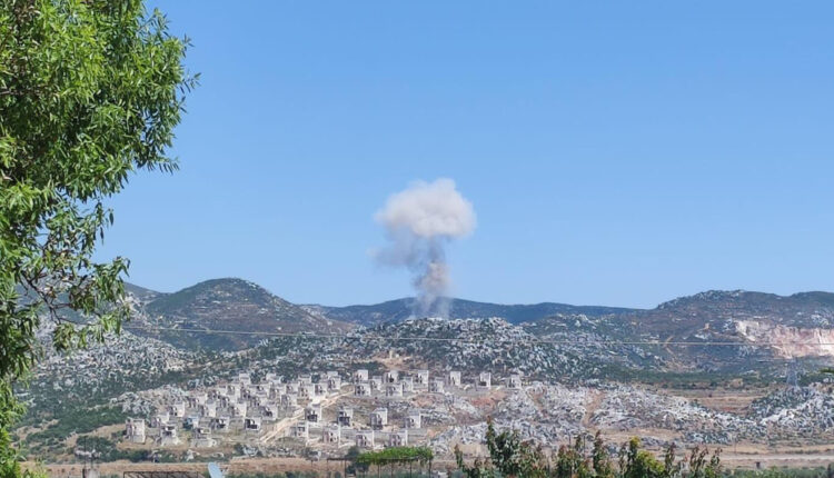 A Russian airstrike on the countryside of Jisr al-Shughur in western Idlib