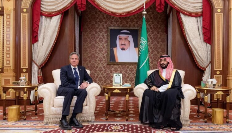 Saudi Arabia’s Crown Prince Mohammed bin Salman and US state secretary Antony Blinken in Jeddah