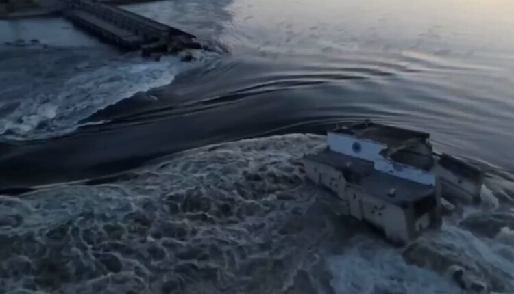 Nova Kakhova dam, in Ukraine, after the attack