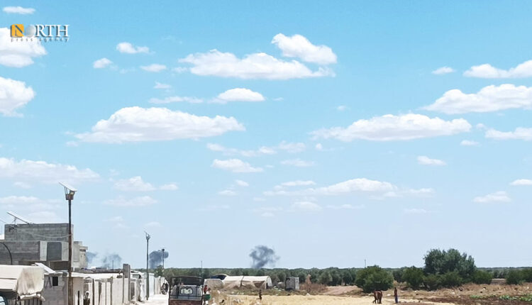 Smoke rises from the Turkish military base after being shelled by Syrian government forces near Azaz in Aleppo northern countryside, northwest Syria – North Press