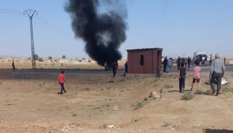 A previous Turkish drone strike on a vehicle in the eastern countryside of Qamishli